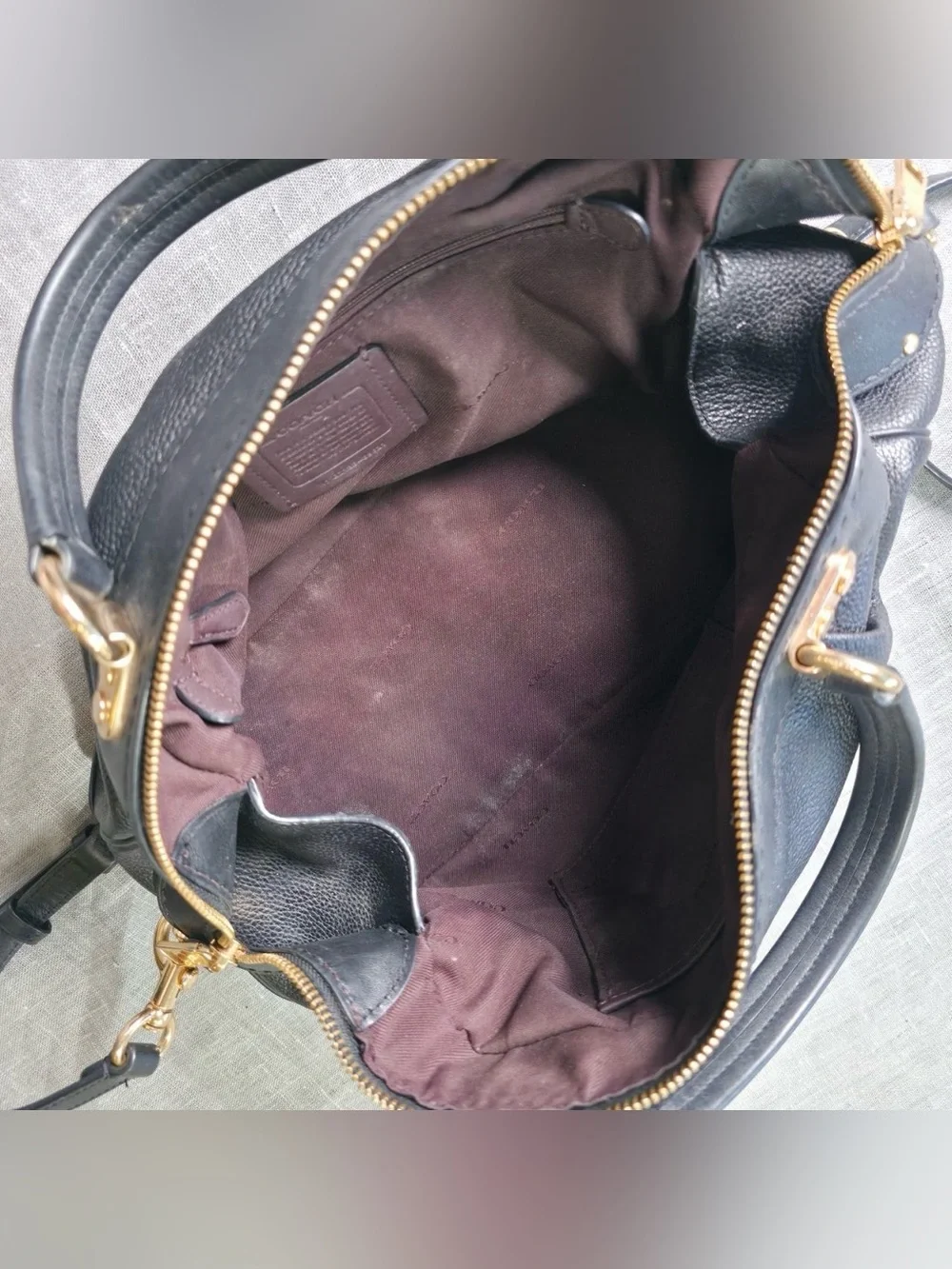 Coach Black Pebble Leather Satchel Crossbody Bag Purse Gold Hardware EUC